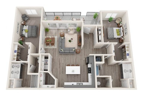 Floor plan for 2 beds, 2 baths, 1517 sqft